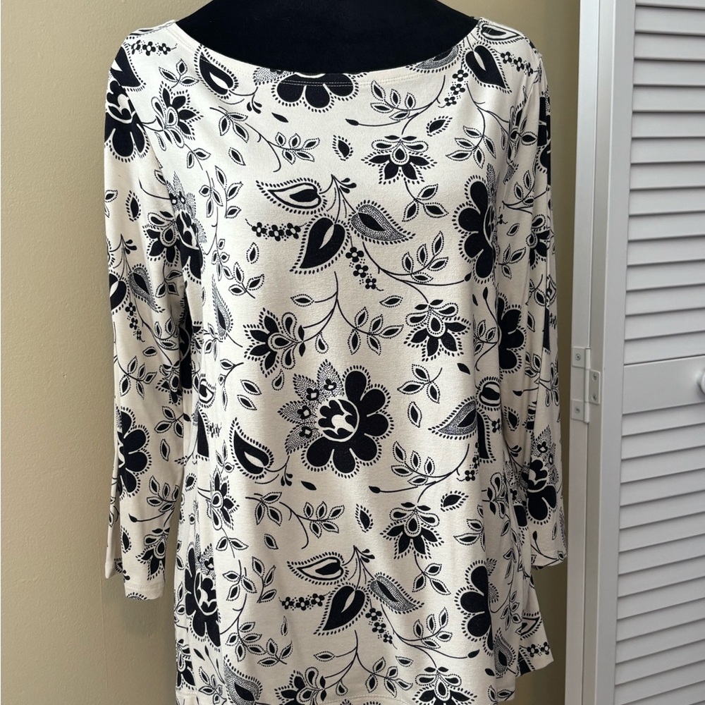 Ann Taylor Black & Cream Women's Blouse